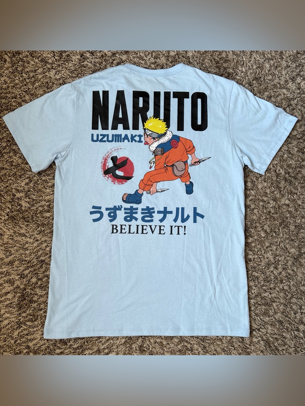 Naruto Uzumaki Graphic Tee - Light Blue Anime Short Sleeve Shirt